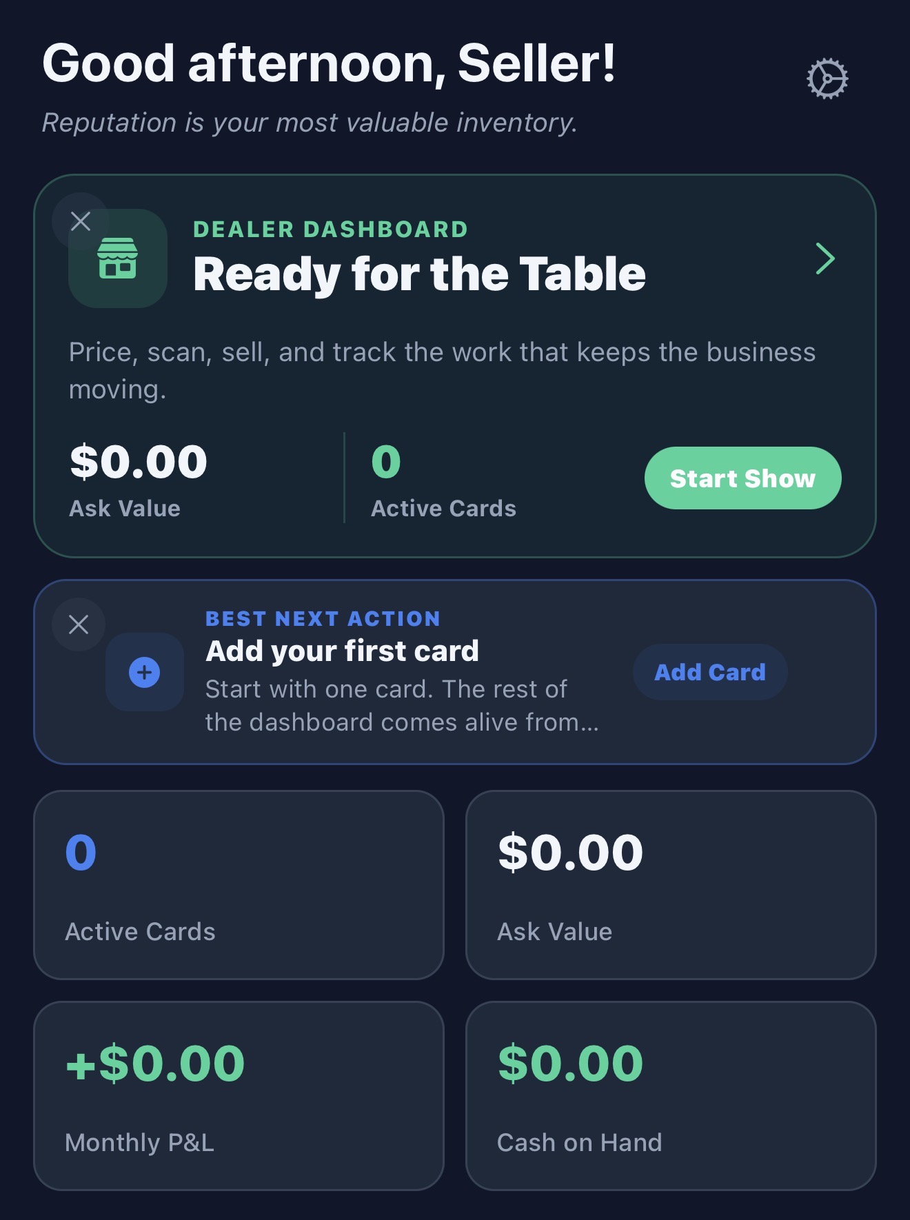 Dealer dashboard with show-ready stats